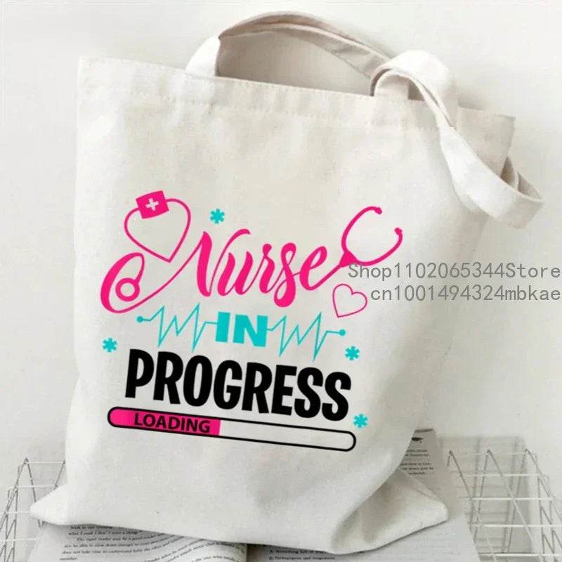 Nurse in Progress Loading Print Women Men Shoulder Bags Medicine Stethoscope Fashion Trend Travel Beach Bag Female Nurse Handbag