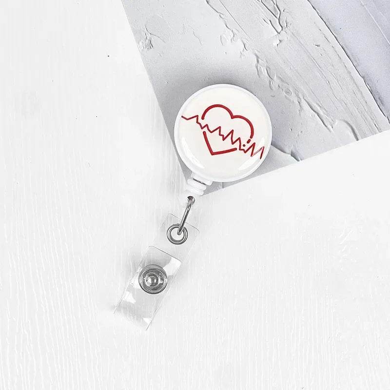 Nurses Doctors Retractable Badge Reels Kawaii Cartoon Pattern Uniform Pocket Clips Work Card Holder Hospital Supplies No.4