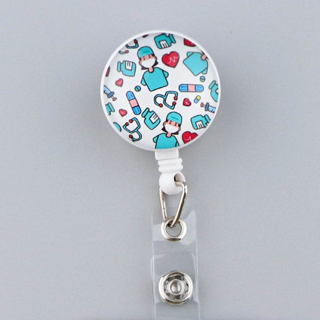 CB693 Grey's Anatomy Cartoon Pattern Retractable Nurse Badge Reel Holder Doctor Student ID Card Holder Exhibition Holder 12