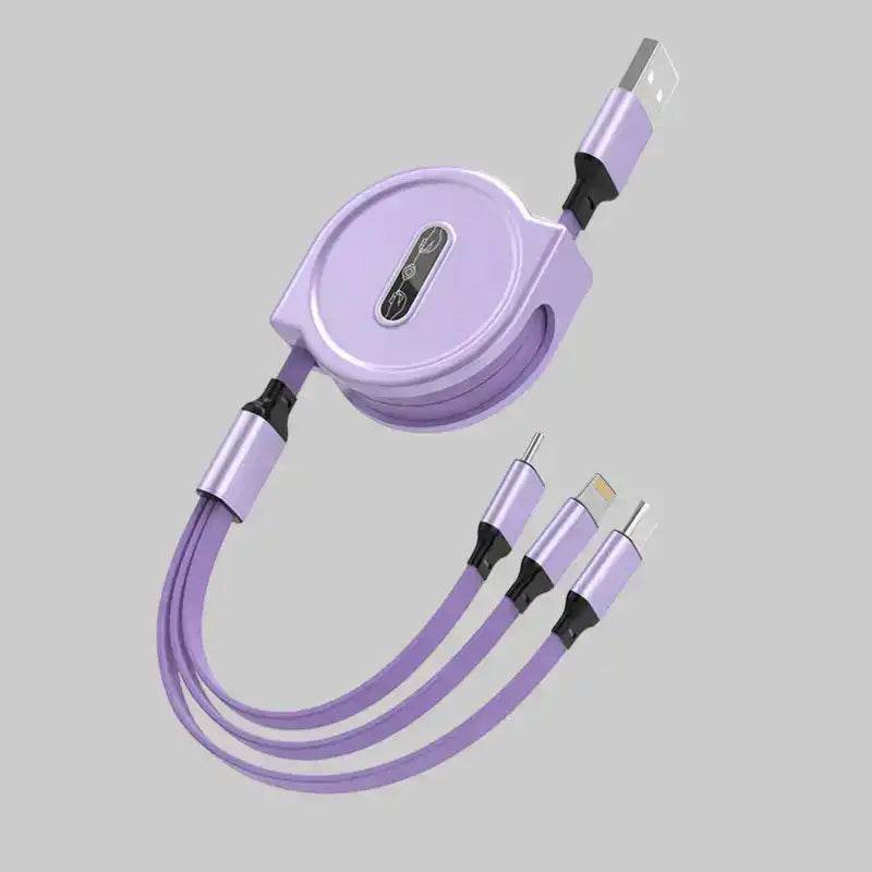 3 In 1 Retractable USB Cable Fast Charging Data Cord: Great gift for the unit, or someone who always needs to borrow your charger 05 1M