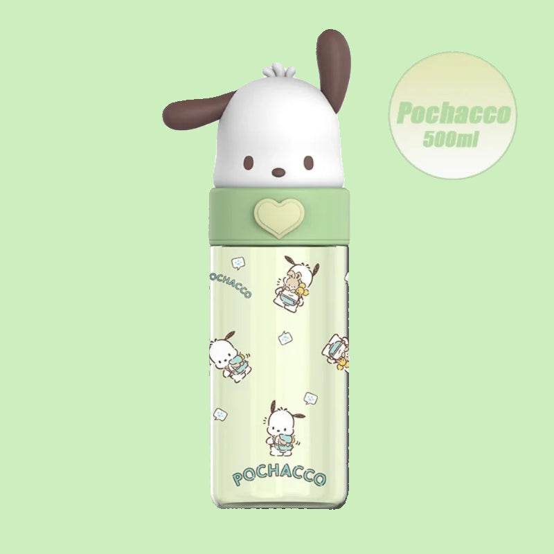 Kawaii Sanrio Hello Kitty, Kuromi, Cinnamon Roll, Melody, 500ml Transparent Plastic Water Bottle Pochacco