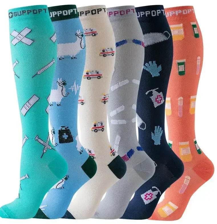 6 Pairs of Men and Women Compression Socks - Ideal for Running, Soccer, and Everyday Comfort! T-AY006-12
