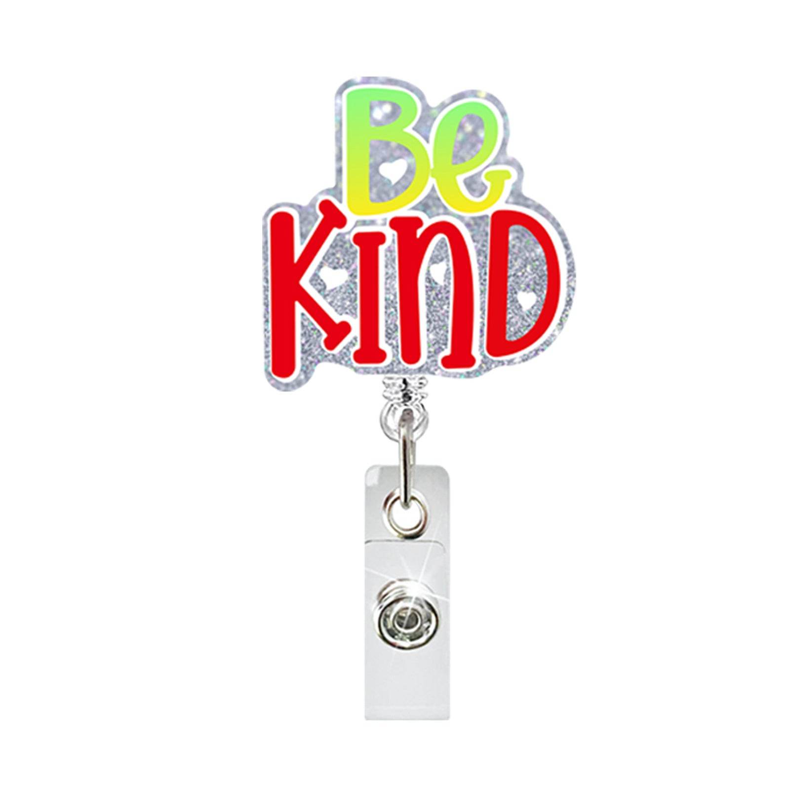 New Design 1 Piece Glitter Retractable Nurse Badge Reel Inspiring Phrase Name Tag ID Card Holder Lanyard School Office Supply