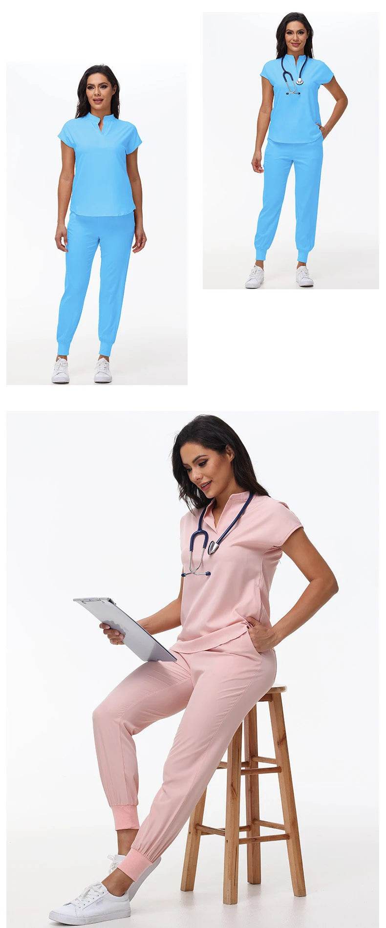 Hospital Scrubs Work Uniforms Short-sleeved Health Services Suits