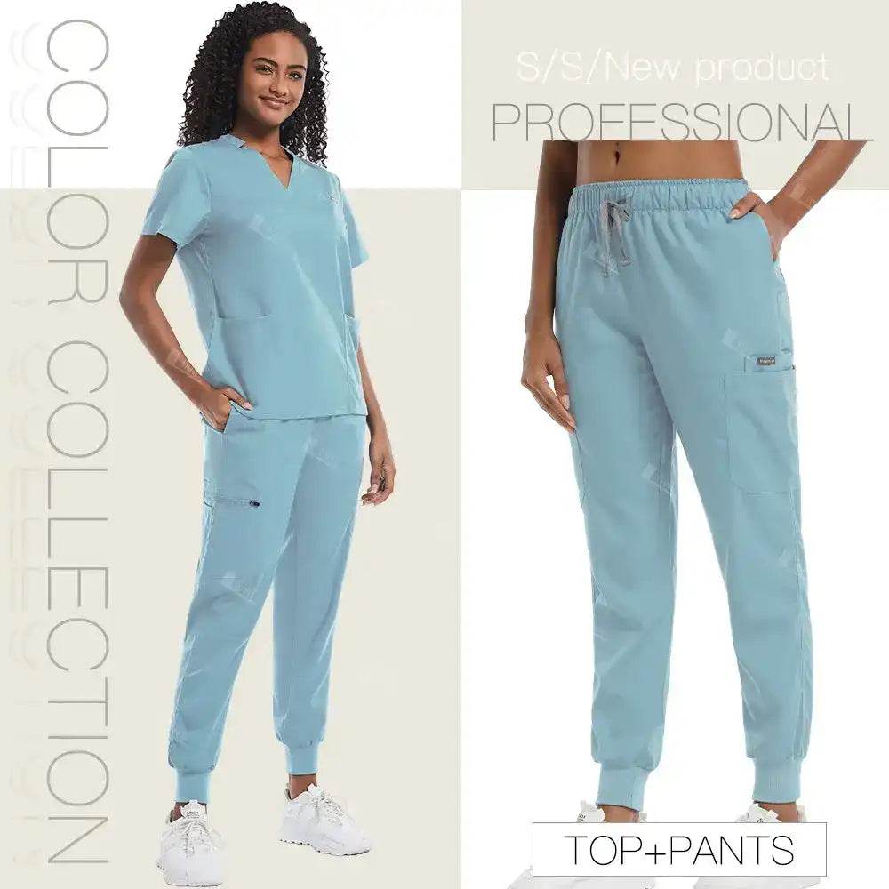 Unisex Medical Scrubs - Soft Fabric Clinical Workwear for Healthcare Vibes 42032-Light blue