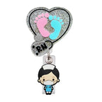 Badge Reel Lightweight Retractable Badge Clip Id Card Holder Love Foot