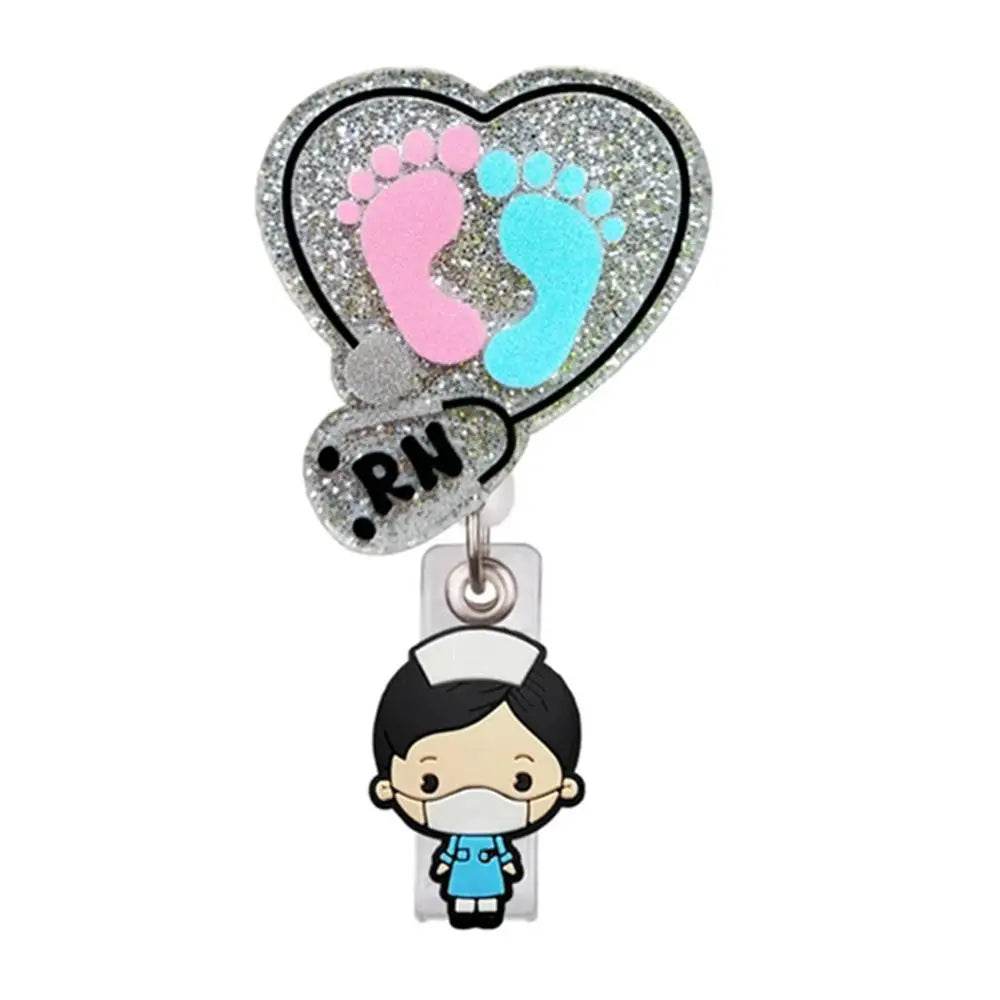 Badge Reel Lightweight Retractable Badge Clip Id Card Holder Love Foot