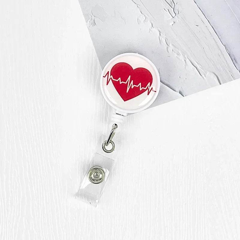 Nurses Doctors Retractable Badge Reels Kawaii Cartoon Pattern Uniform Pocket Clips Work Card Holder Hospital Supplies No.1