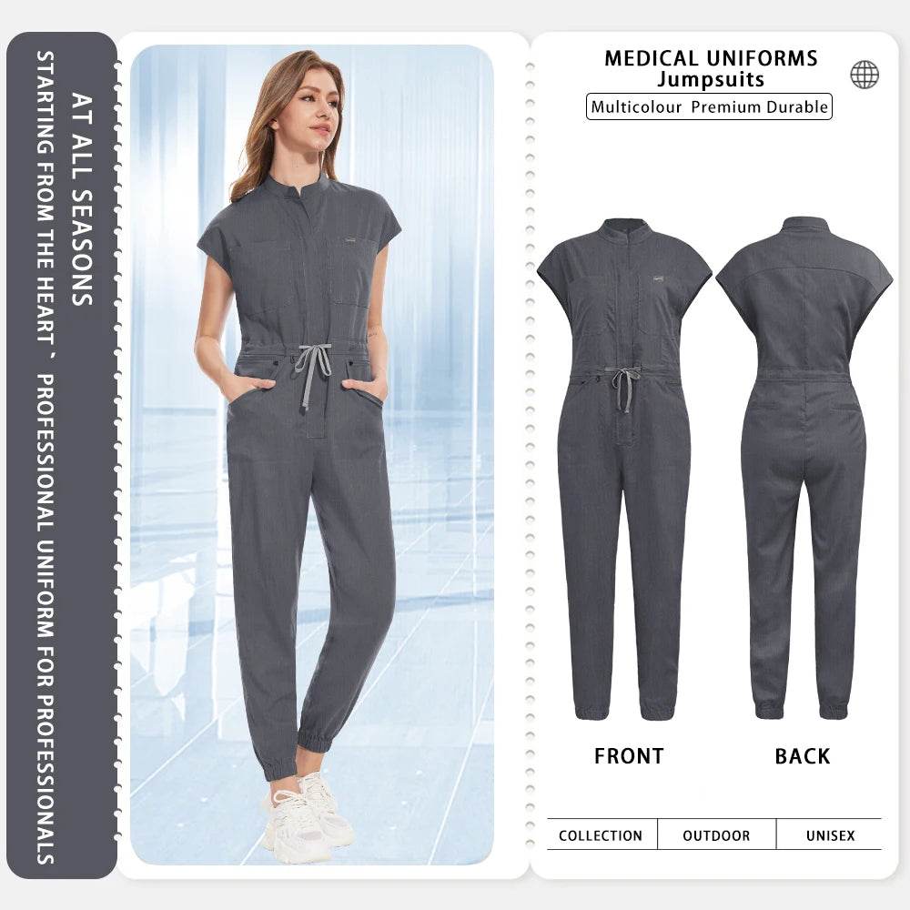 Women's Uniforms, Lab Coat, Healthcare Medical Workwear, Surgical Jumpsuits, Nurse Uniforms Grey