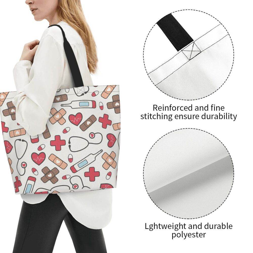 Spacious Eco-Friendly Healthcare Tote Bag with Durable Handles and Secure Zipper Closure