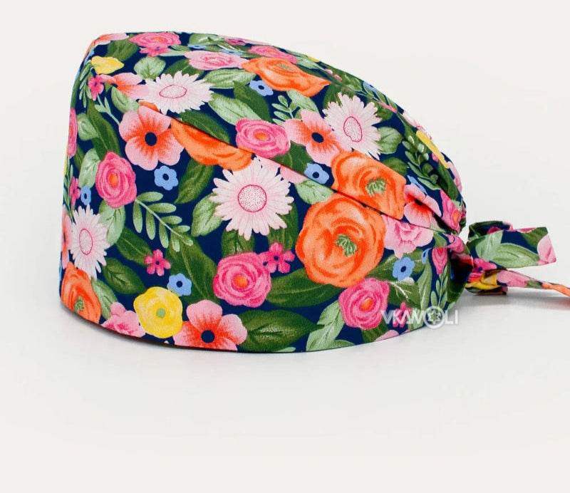 Check out these the Flower-Printed OR Caps! You know, because nothing says 'I'm a professional' like wearing a cap that looks like a garden party exploded on your head hat 6 One Size