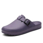 Skidproof Waterproof Clogs for Nurses and Doctors - Slip-On Comfort Shoes Gray purple(0225)