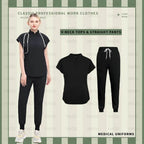 Solid Scrubs for Nurses, Doctors, and Techs. Top and Bottom Medical Scrubs Sets 42015-Black