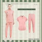 Solid Scrubs for Nurses, Doctors, and Techs. Top and Bottom Medical Scrubs Sets 42015-Pink