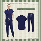 Solid Scrubs for Nurses, Doctors, and Techs. Top and Bottom Medical Scrubs Sets 42015-Navy blue