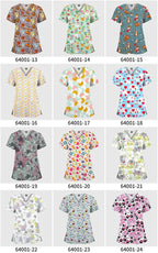 Stylish Women's Printed Scrub Tops: Size: S, M, L, XL, XXL 64001-34