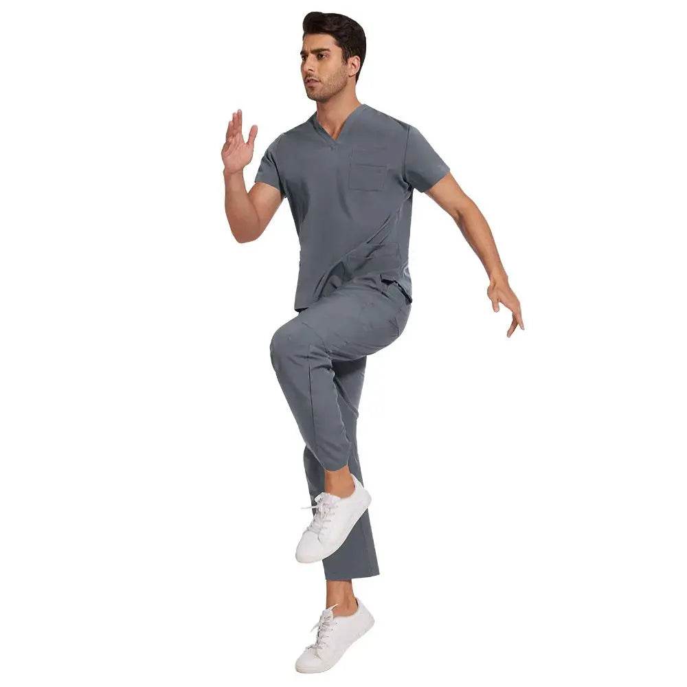 Surgical Uniform, Unisex Scrubs, Jogger Scrubs Set, Multiple Colors 42168-grey