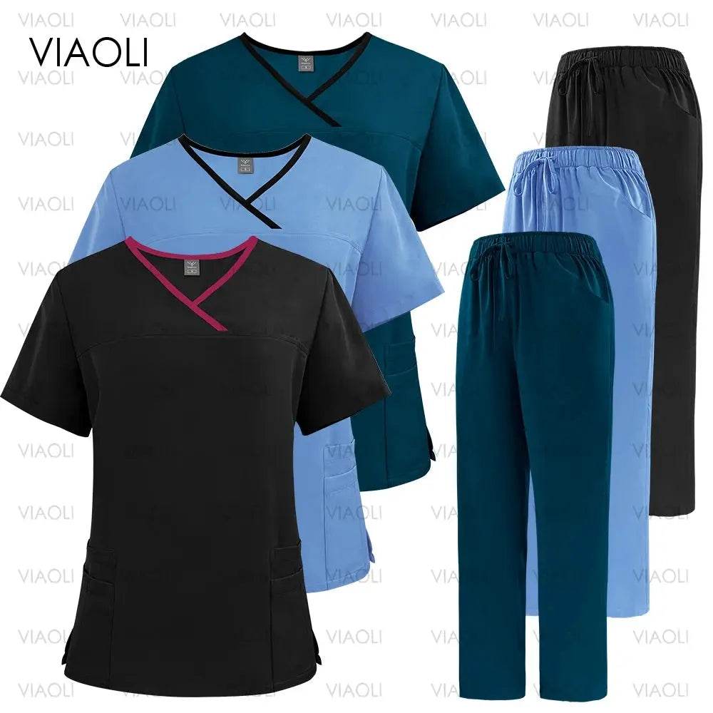 Surgical Uniforms for Women - Nursing Sets with Pocket Top and Straight Pants for Medical, Clinical, and Beauty Salon Use