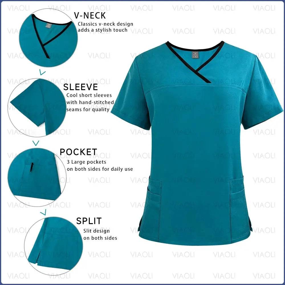 Surgical Uniforms for Women - Nursing Sets with Pocket Top and Straight Pants for Medical, Clinical, and Beauty Salon Use