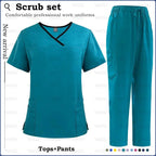 Surgical Uniforms for Women - Nursing Sets with Pocket Top and Straight Pants for Medical, Clinical, and Beauty Salon Use 42169-Lake blue