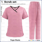 Surgical Uniforms for Women - Nursing Sets with Pocket Top and Straight Pants for Medical, Clinical, and Beauty Salon Use 42169-Pink