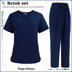 Surgical Uniforms for Women - Nursing Sets with Pocket Top and Straight Pants for Medical, Clinical, and Beauty Salon Use 42169-Dark blue