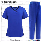 Surgical Uniforms for Women - Nursing Sets with Pocket Top and Straight Pants for Medical, Clinical, and Beauty Salon Use 42169-Royal blue