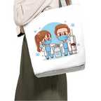 Playful Cartoon Nurse Print Foldable Shoulder Bags with Large Capacity – Eco-Friendly Tote for Shopping, Travel &amp; Beach