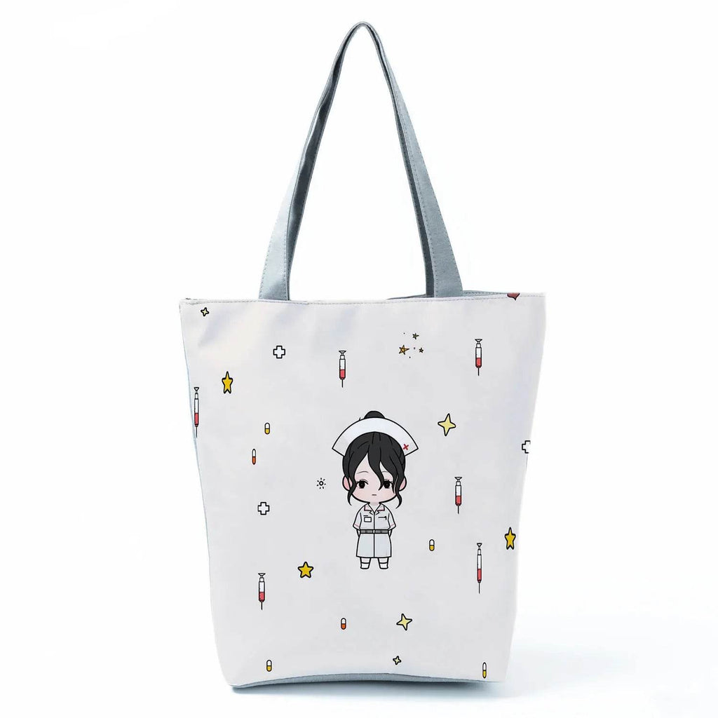 Fashion Tote Customized Cartoon Dentist Nurse Shoulder Bag Eco Reusable Shopping Bag Ladies Handbags for Women Casual Portable hl1550 Nurse Bag