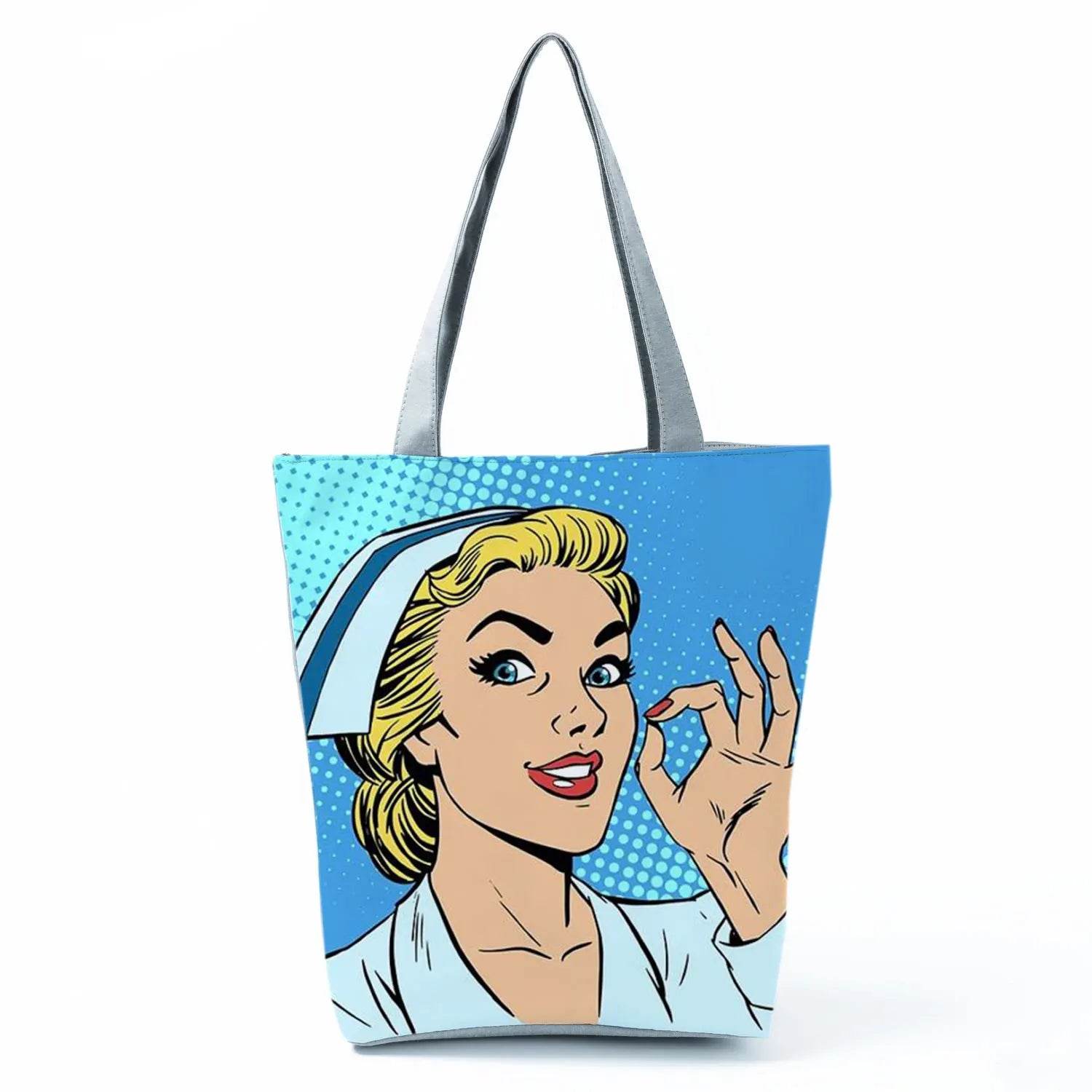 Fashion Tote Customized Cartoon Dentist Nurse Shoulder Bag Eco Reusable Shopping Bag Ladies Handbags for Women Casual Portable hl1235 Nurse Bag