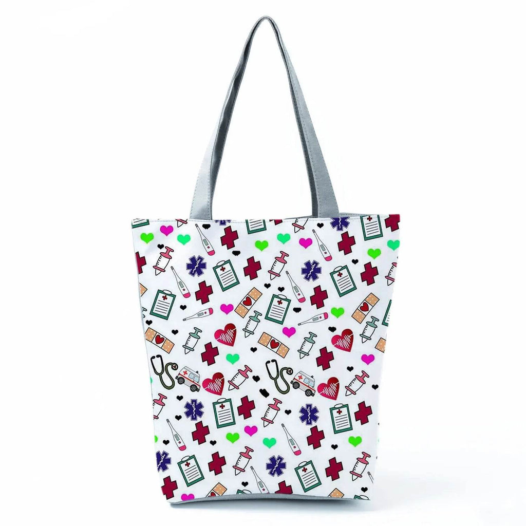 Fashion Tote Customized Cartoon Dentist Nurse Shoulder Bag Eco Reusable Shopping Bag Ladies Handbags for Women Casual Portable hl1516 Nurse Bag