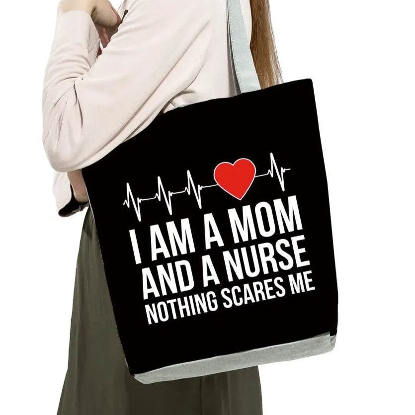 Playful Cartoon Nurse Print Foldable Shoulder Bags with Large Capacity – Eco-Friendly Tote for Shopping, Travel &amp; Beach