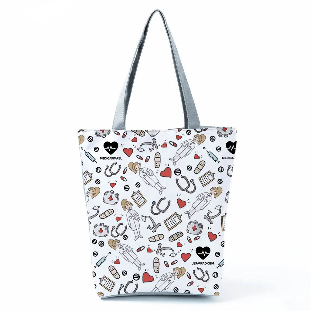Fashion Tote Customized Cartoon Dentist Nurse Shoulder Bag Eco Reusable Shopping Bag Ladies Handbags for Women Casual Portable hl2327 Nurse Bag