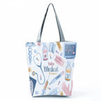 Playful Cartoon Nurse Print Foldable Shoulder Bags with Large Capacity – Eco-Friendly Tote for Shopping, Travel &amp; Beach hl4558 Nurse Handbag
