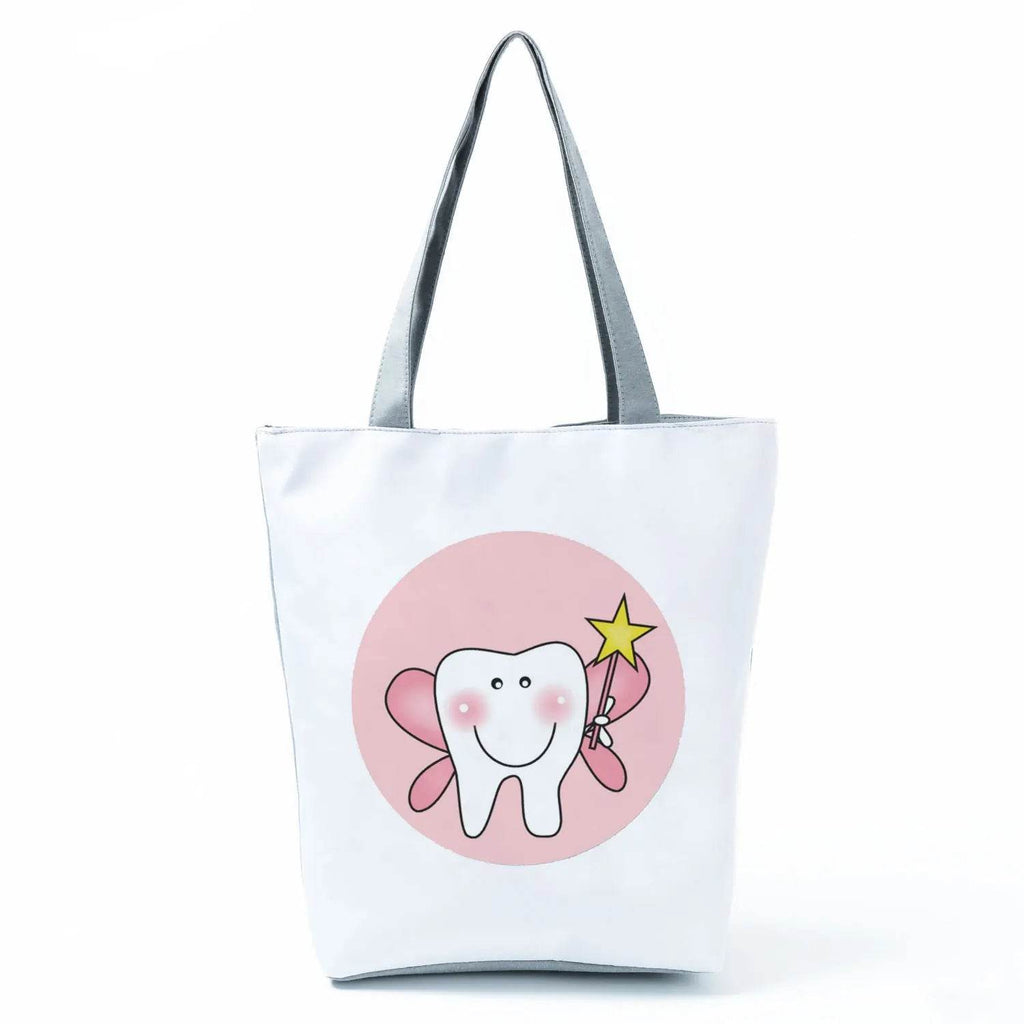 Playful Cartoon Nurse Print Foldable Shoulder Bags with Large Capacity – Eco-Friendly Tote for Shopping, Travel &amp; Beach hl4564 Nurse Handbag