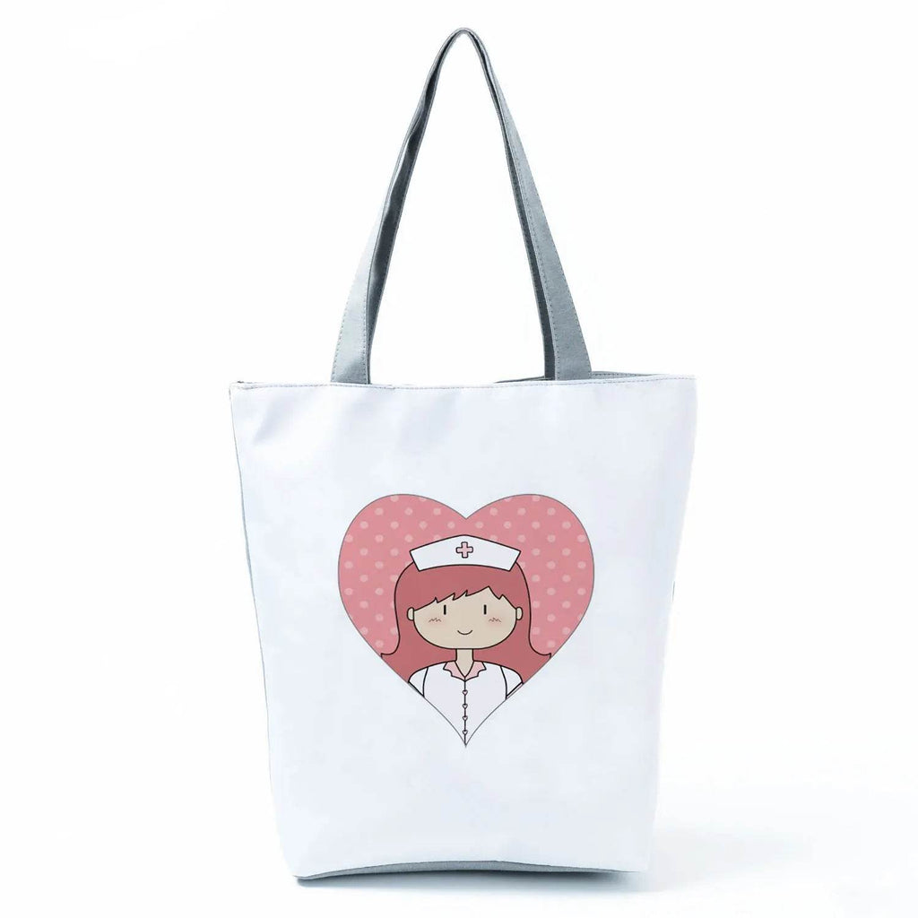 Fashion Tote Customized Cartoon Dentist Nurse Shoulder Bag Eco Reusable Shopping Bag Ladies Handbags for Women Casual Portable hl1554 Nurse Bag