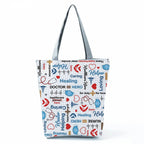 Playful Cartoon Nurse Print Foldable Shoulder Bags with Large Capacity – Eco-Friendly Tote for Shopping, Travel &amp; Beach hl4539 Nurse Handbag