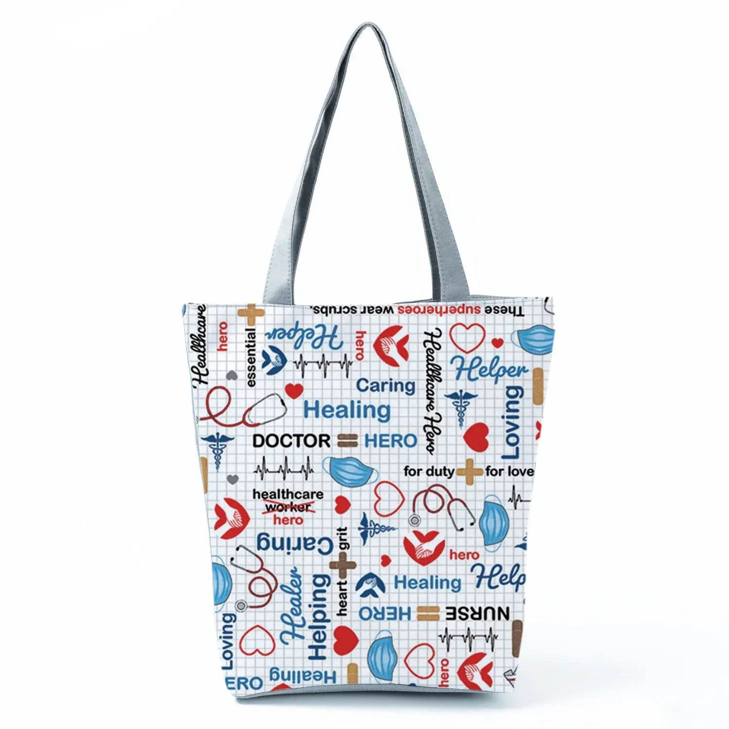 Playful Cartoon Nurse Print Foldable Shoulder Bags with Large Capacity – Eco-Friendly Tote for Shopping, Travel &amp; Beach hl4539 Nurse Handbag