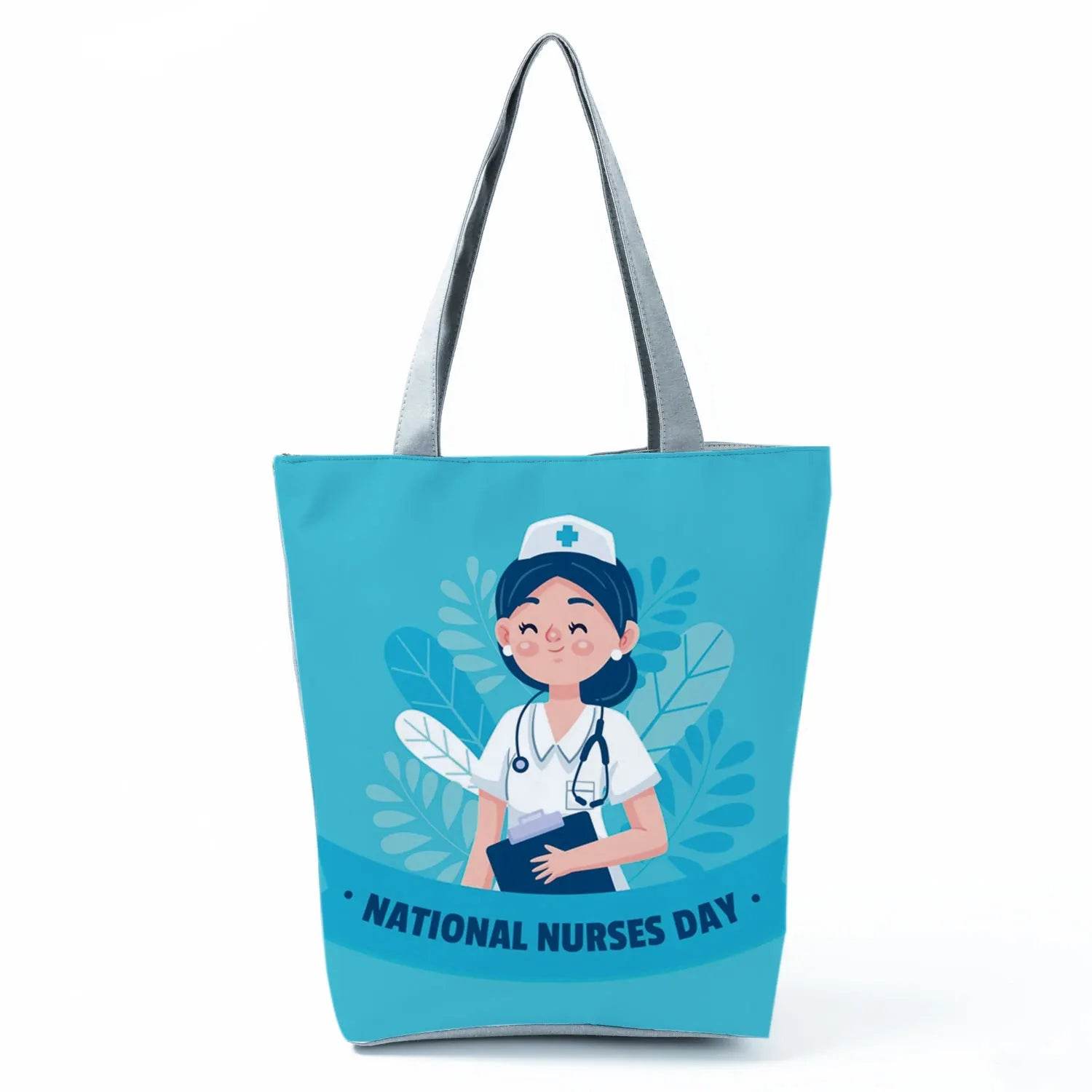 Playful Cartoon Nurse Print Foldable Shoulder Bags with Large Capacity – Eco-Friendly Tote for Shopping, Travel &amp; Beach hl4555 Nurse Handbag