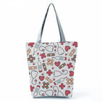 Playful Cartoon Nurse Print Foldable Shoulder Bags with Large Capacity – Eco-Friendly Tote for Shopping, Travel &amp; Beach hl4568 Nurse Handbag