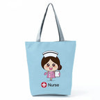 Playful Cartoon Nurse Print Foldable Shoulder Bags with Large Capacity – Eco-Friendly Tote for Shopping, Travel &amp; Beach hl4562 Nurse Handbag