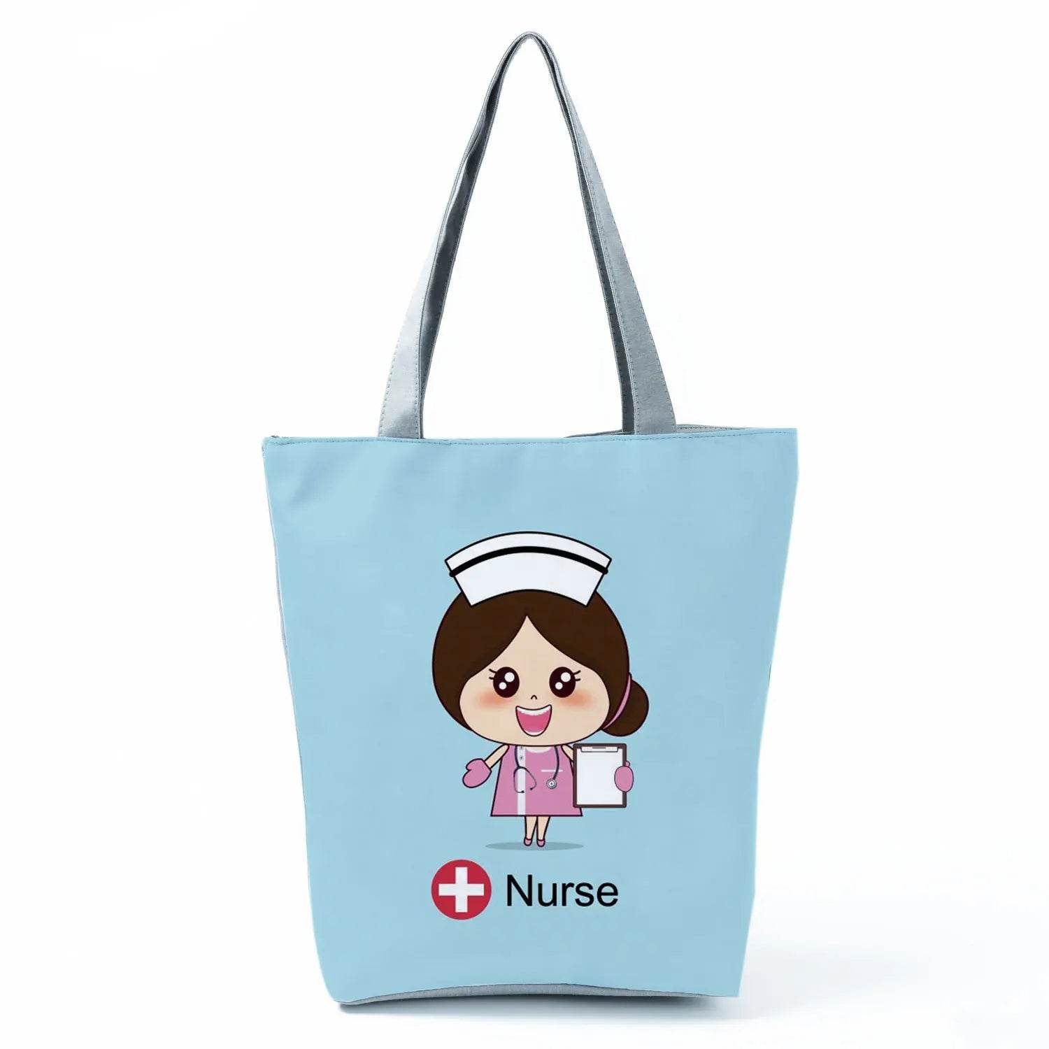 Playful Cartoon Nurse Print Foldable Shoulder Bags with Large Capacity – Eco-Friendly Tote for Shopping, Travel &amp; Beach hl4562 Nurse Handbag