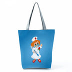 Fashion Tote Customized Cartoon Dentist Nurse Shoulder Bag Eco Reusable Shopping Bag Ladies Handbags for Women Casual Portable hl1548 Nurse Bag