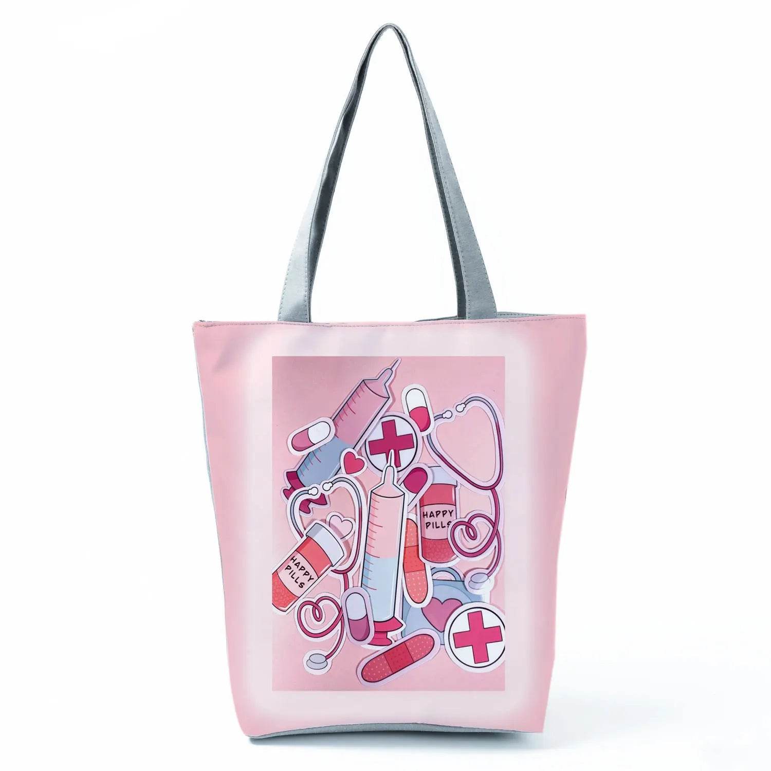 Fashion Tote Customized Cartoon Dentist Nurse Shoulder Bag Eco Reusable Shopping Bag Ladies Handbags for Women Casual Portable hl1543 Nurse Bag