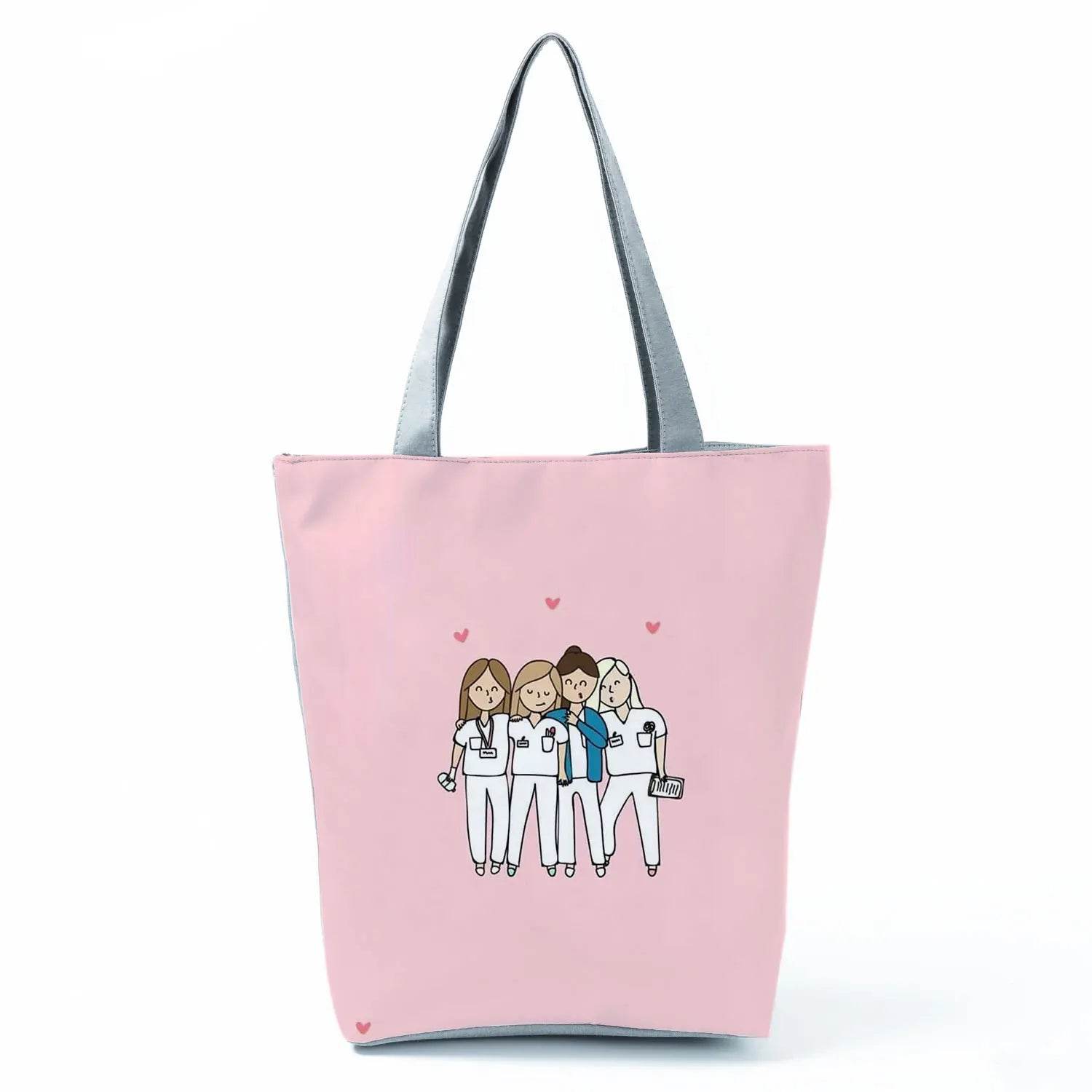 Fashion Tote Customized Cartoon Dentist Nurse Shoulder Bag Eco Reusable Shopping Bag Ladies Handbags for Women Casual Portable hl1549 Nurse Bag