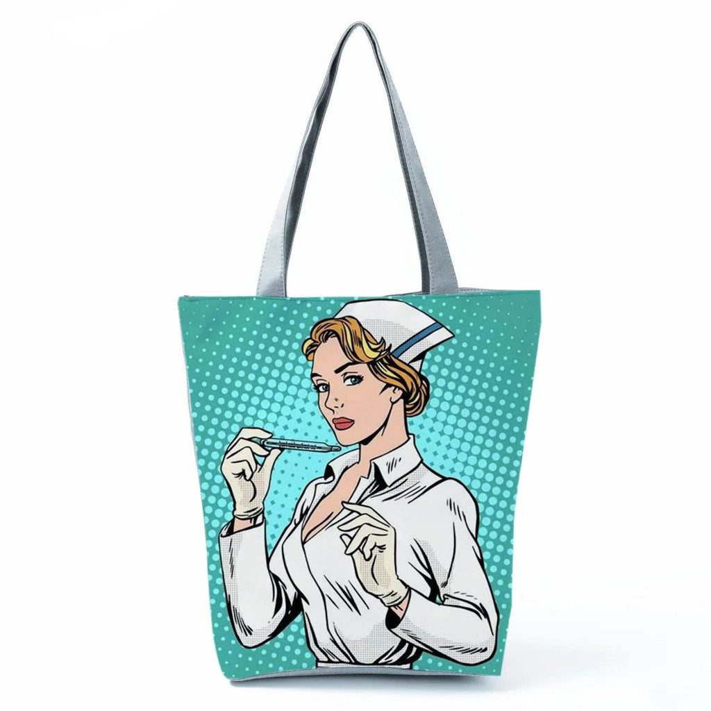 Fashion Tote Customized Cartoon Dentist Nurse Shoulder Bag Eco Reusable Shopping Bag Ladies Handbags for Women Casual Portable hl1236 Nurse Bag