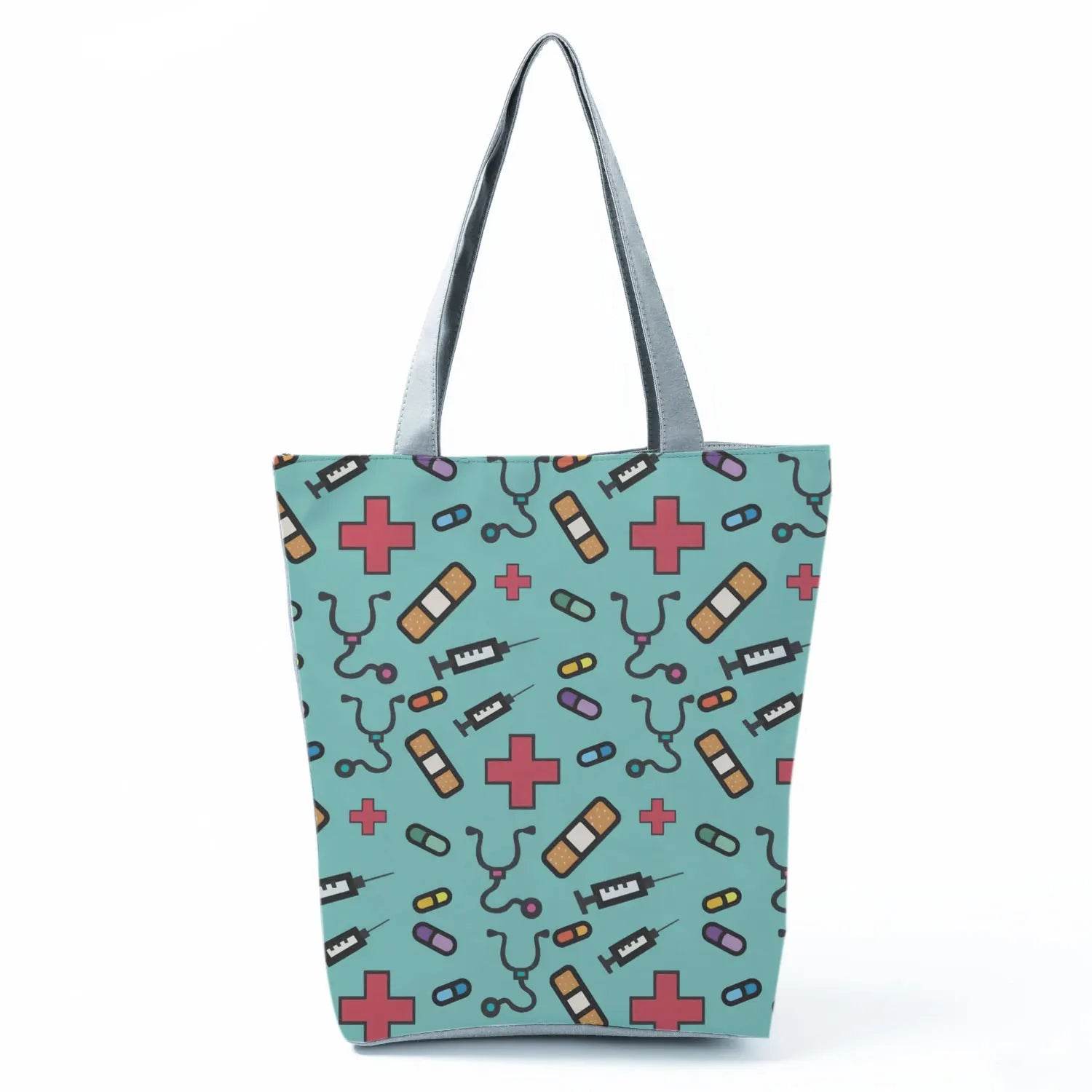 Playful Cartoon Nurse Print Foldable Shoulder Bags with Large Capacity – Eco-Friendly Tote for Shopping, Travel &amp; Beach hl4552 Nurse Handbag