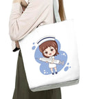 Playful Cartoon Nurse Print Foldable Shoulder Bags with Large Capacity – Eco-Friendly Tote for Shopping, Travel &amp; Beach