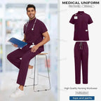 Unisex Medical Scrubs, Short Sleeved, Top and Pants Sets, Soft Uniforms 42108-Burgundy