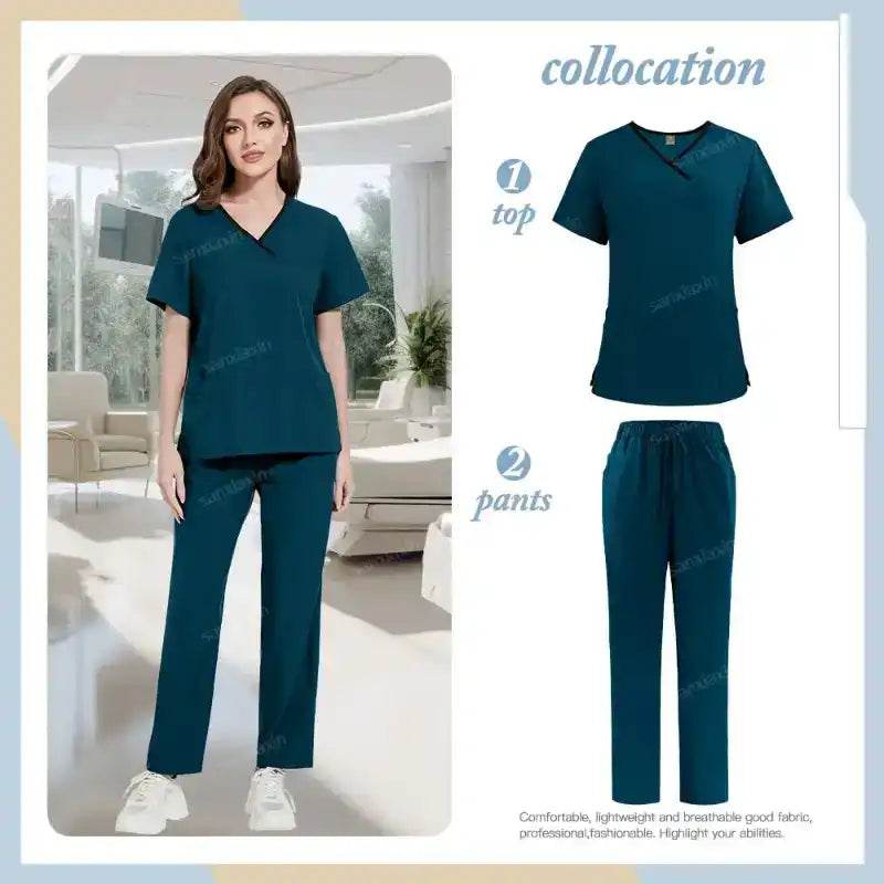 Medical Scrubs Set - Comfortable Hospital Uniforms with Pockets for Ultimate Functionality 42169-Caribbean Blue